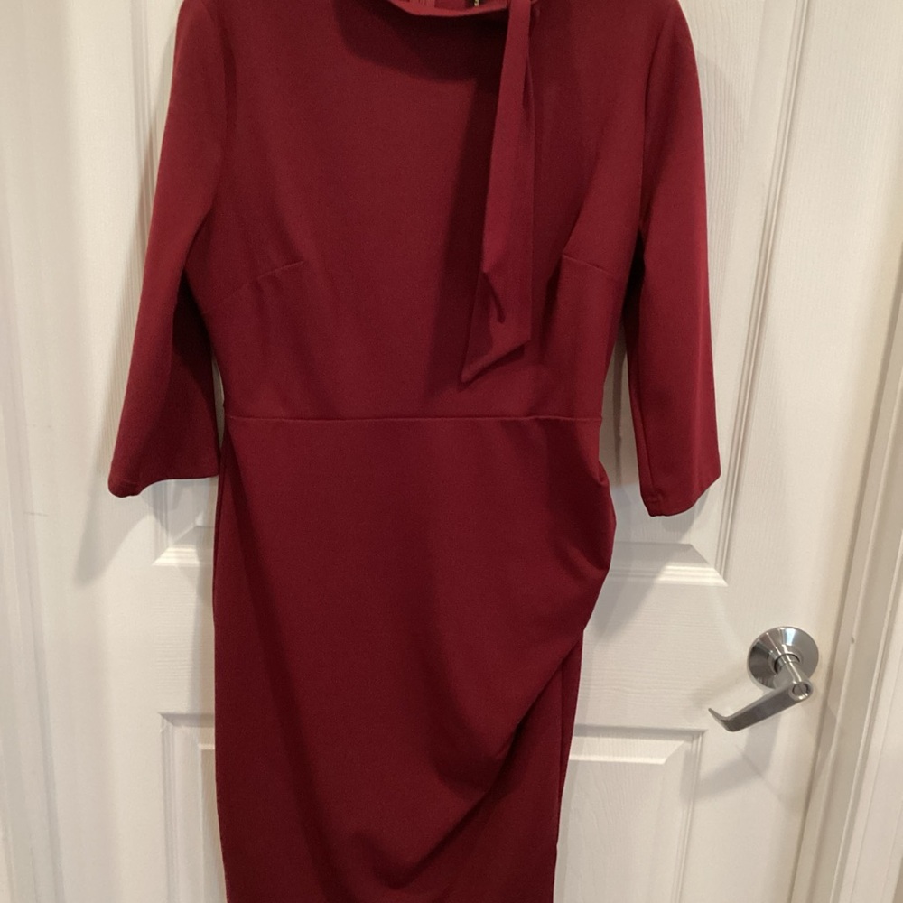 Miusol Long Sleeve Burgundy Dress